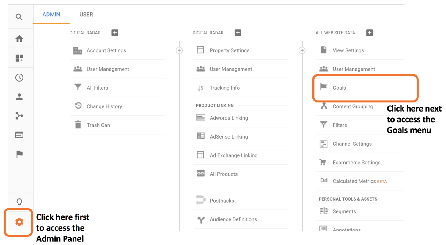 Track Goals within the Google Analytics Tool