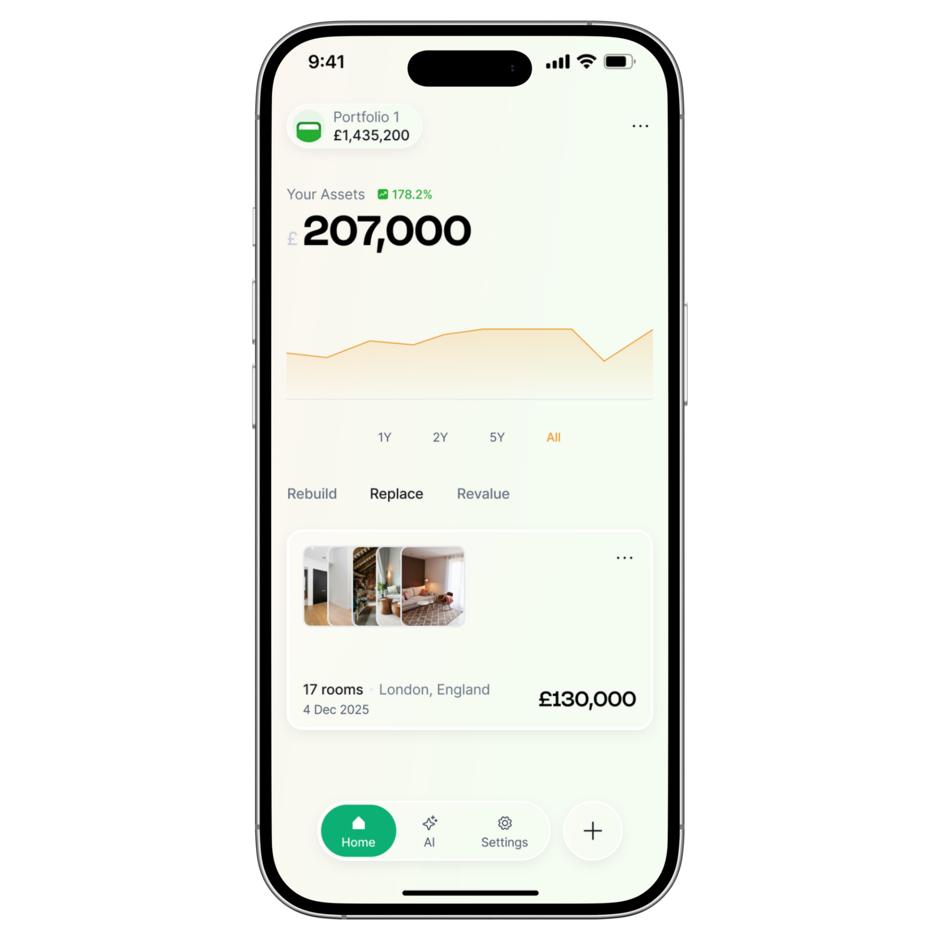 Smartphone screen showing an app interface. Options for adding images from camera, gallery, file, and URL.