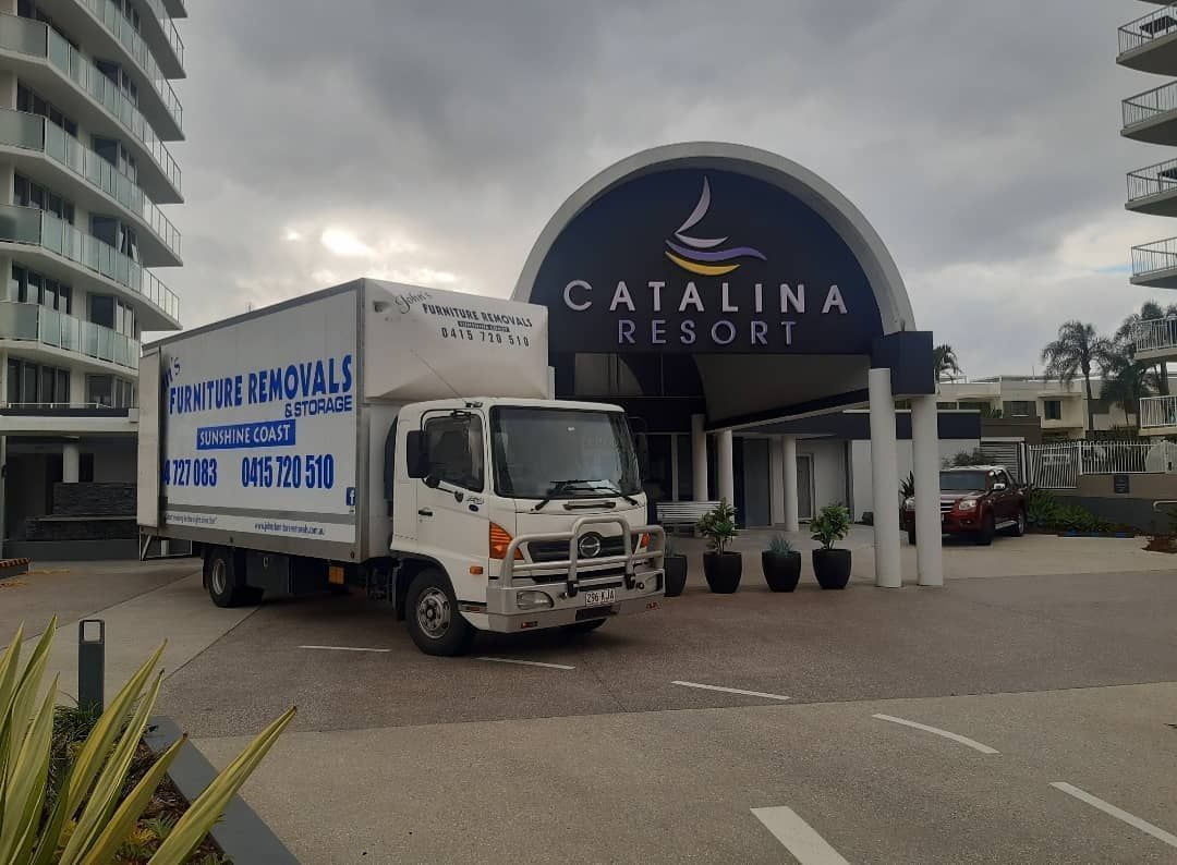 Truck Parked at the Entrance of Catalina Resort — John's Furniture Removals in Buderim, QLD