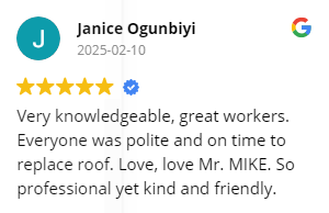 Review by Janice Ogunbiyi: 5-star rating, praising the knowledgeable and polite workers, and Mr. Mike.