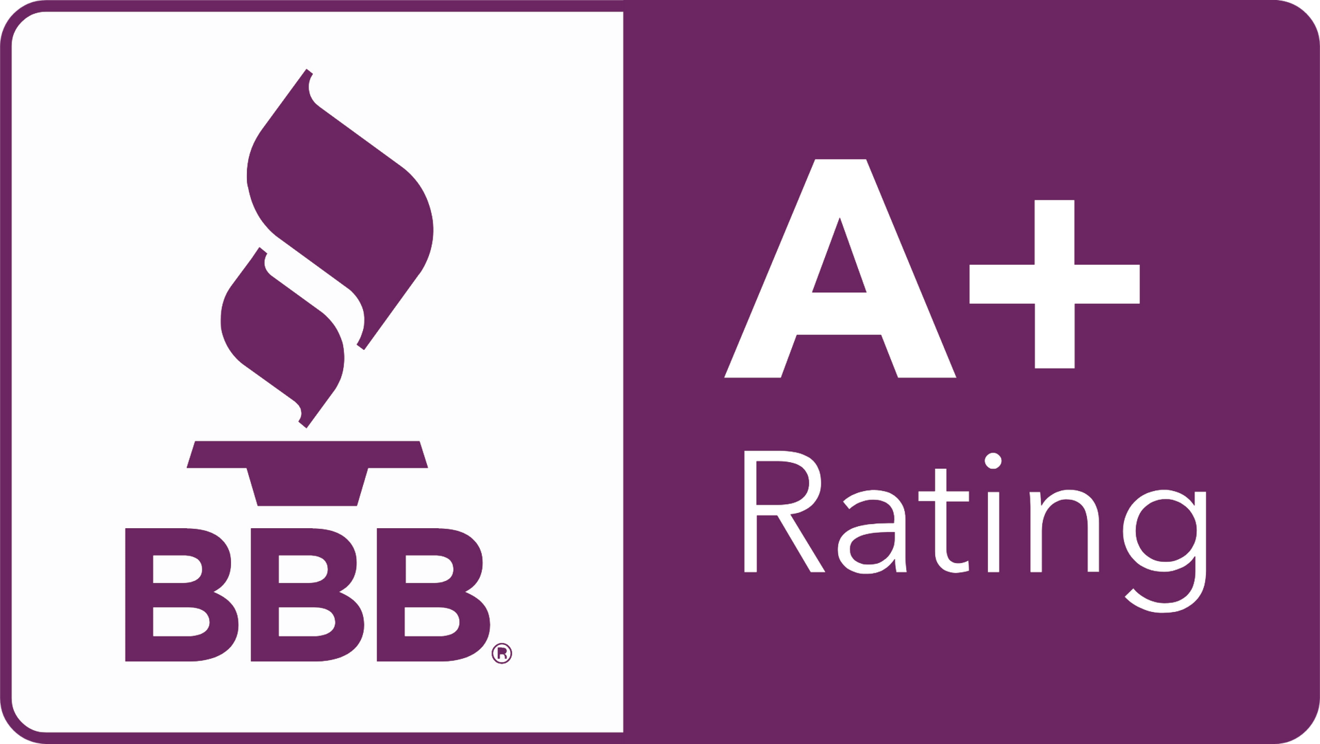 BBB logo with purple flame, 