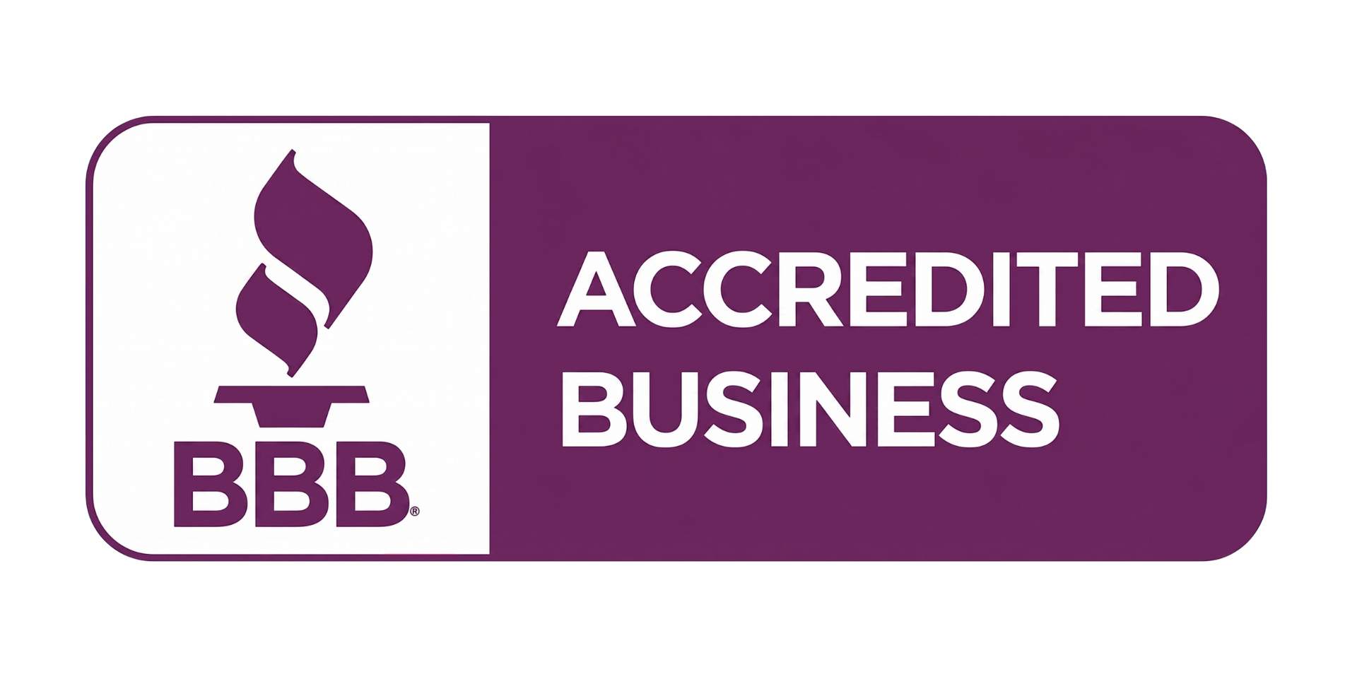 BBB logo with purple flame,