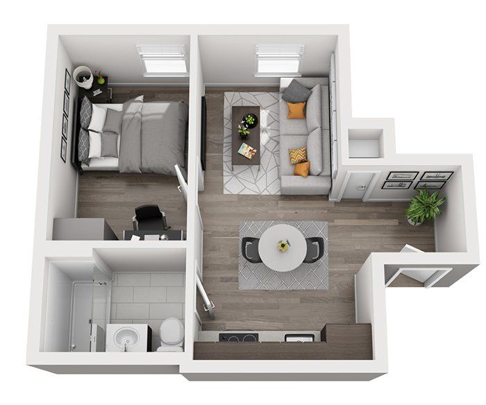 1 bed floorplan