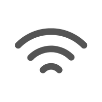 um ícone cinza de um sinal wifi em um fundo branco.