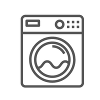 um desenho de uma máquina de lavar em um fundo branco.