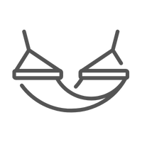 um desenho de uma rede com dois assentos em um fundo branco.