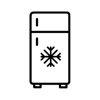 uma geladeira com um floco de neve na porta.