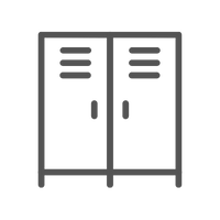 um desenho de um armário com duas portas em um fundo branco.