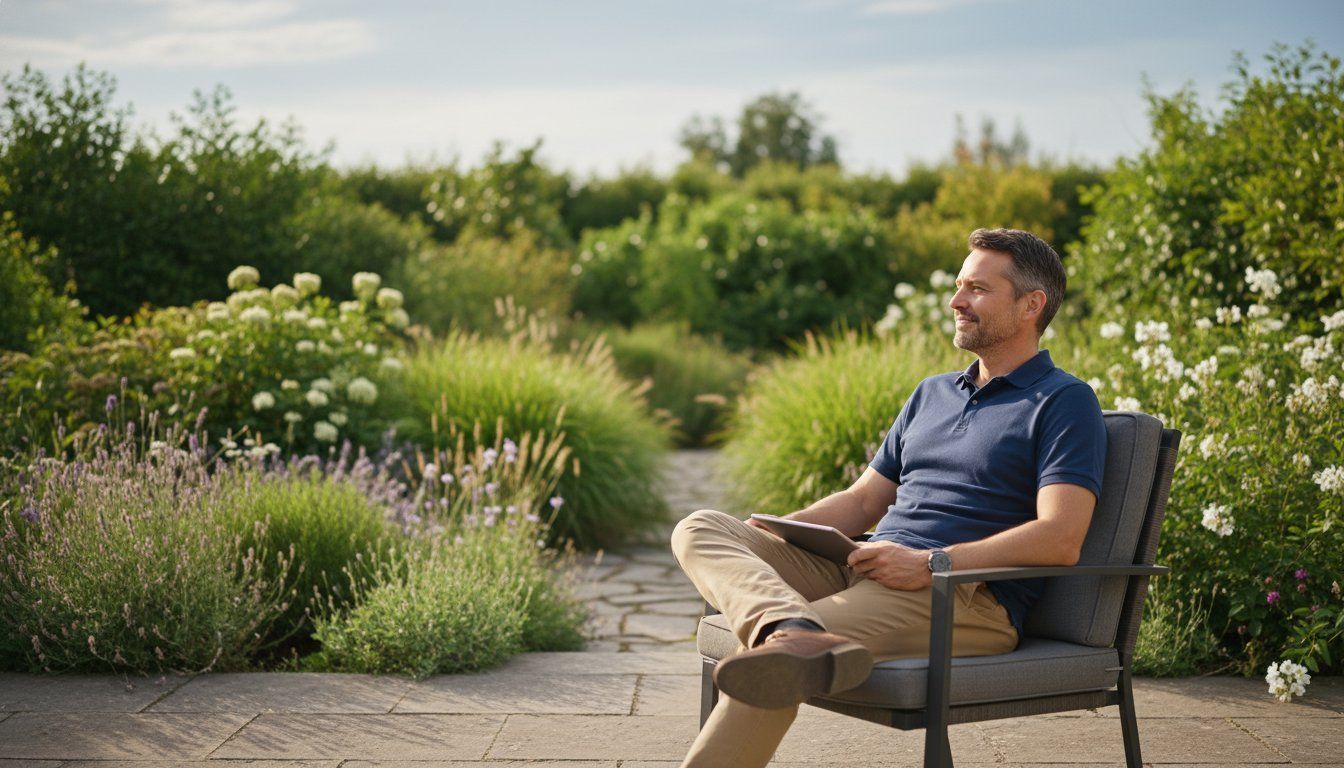 Business owner sitting in peace knowing he has paid himself from his LLC business