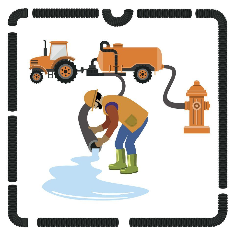 riproduzione grafica di spurgo di pozzi neri