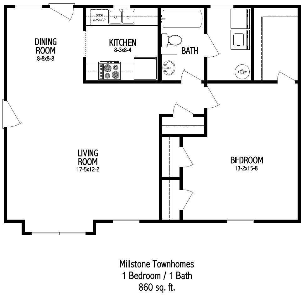 Millstone Townhomes Floorplan | 1 bed, 1 bath