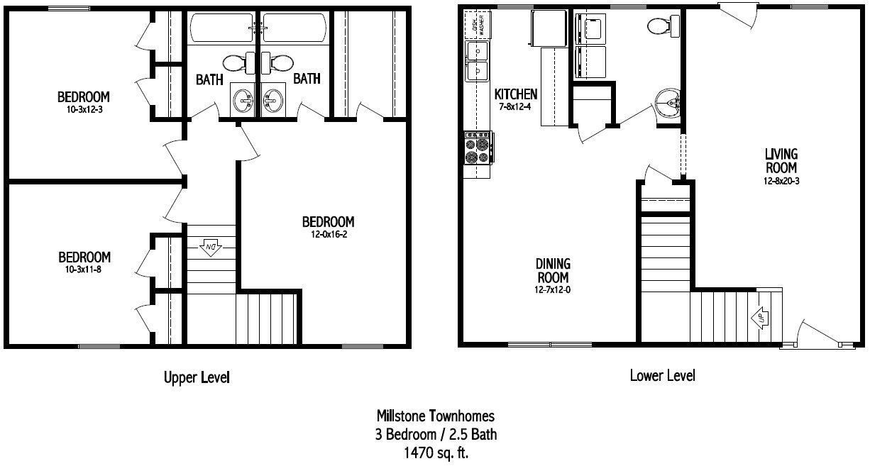 Millstone Townhomes Floorplan | 3 bed, 2.5 bath