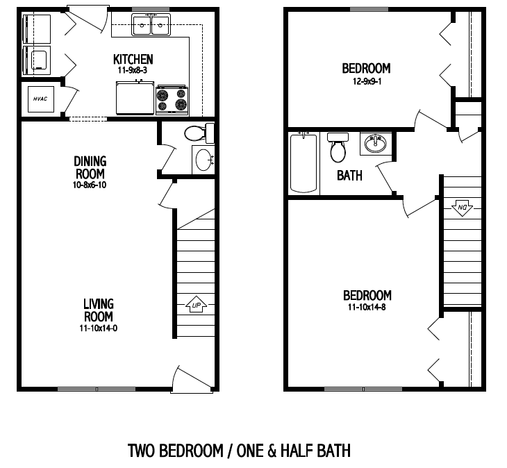The Meadows Apartments Floorplan | 2 bed, 1.5 bath