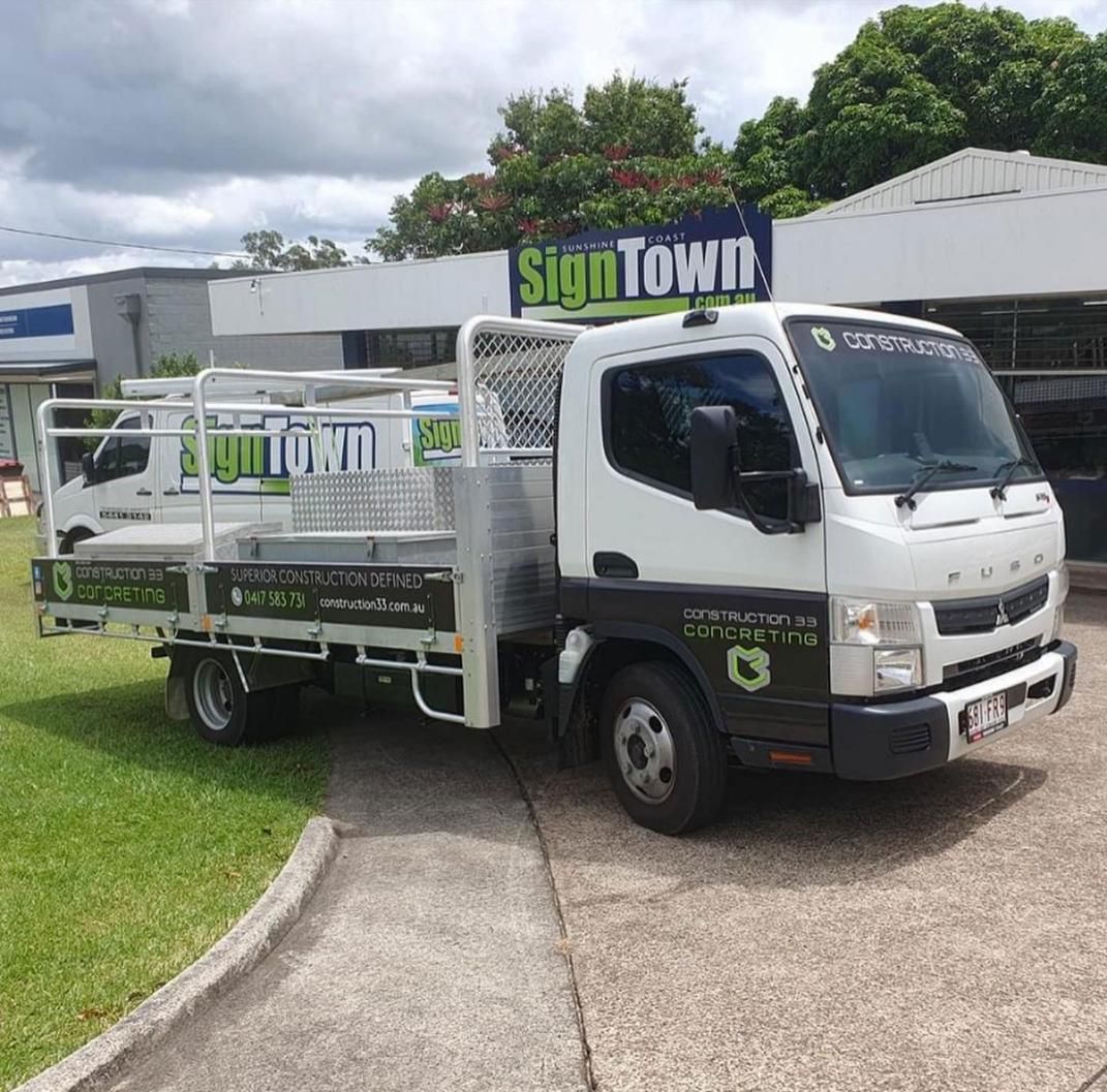 White Truck is Parked in Front of a Building — Construction 33 in Maroochydore, QLD