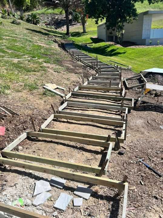 A Row of Wooden Steps Going Up a Hill — Construction 33 in Coolum Beach, QLD