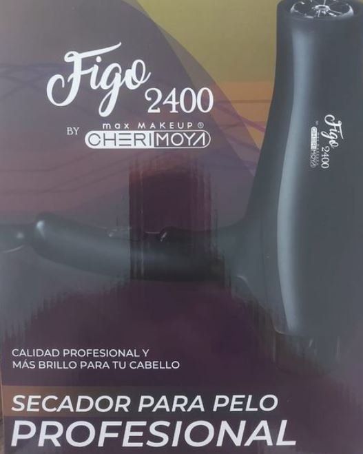 Secador de pelo negro con el texto 