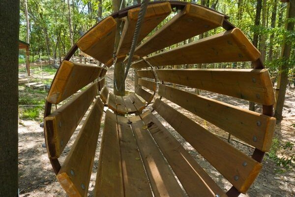 Tunnel obstacle on Tree Trekkers high ropes course