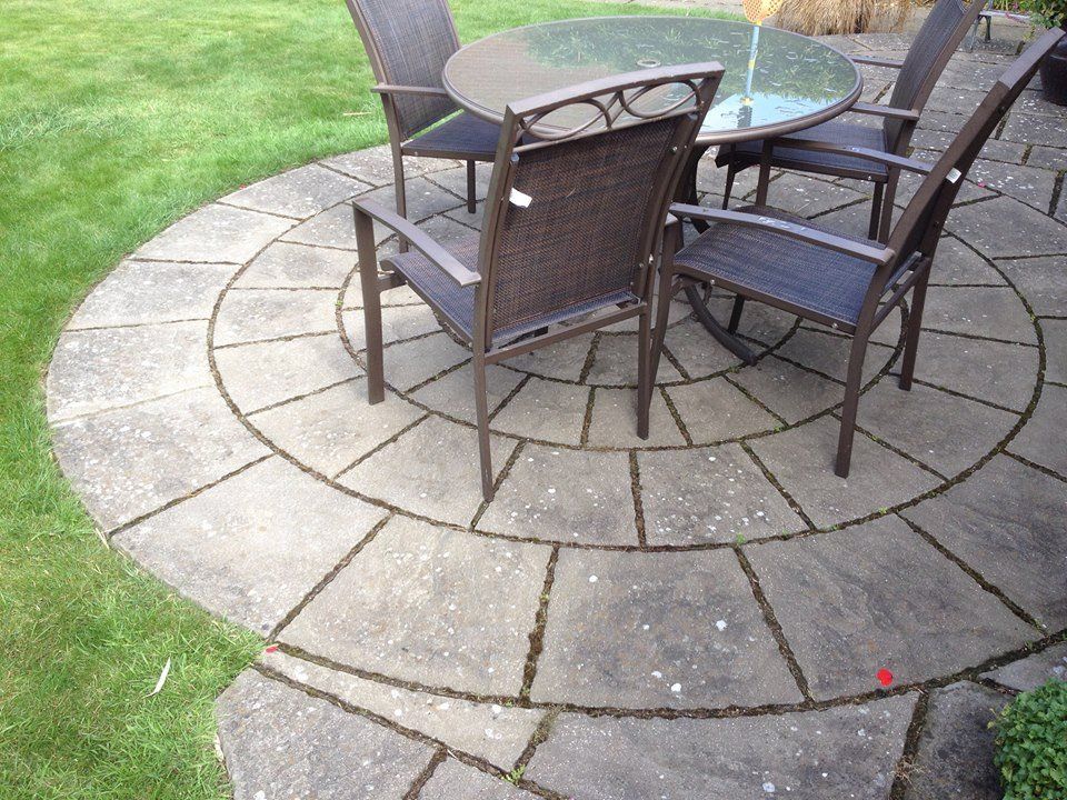garden area paving with chairs