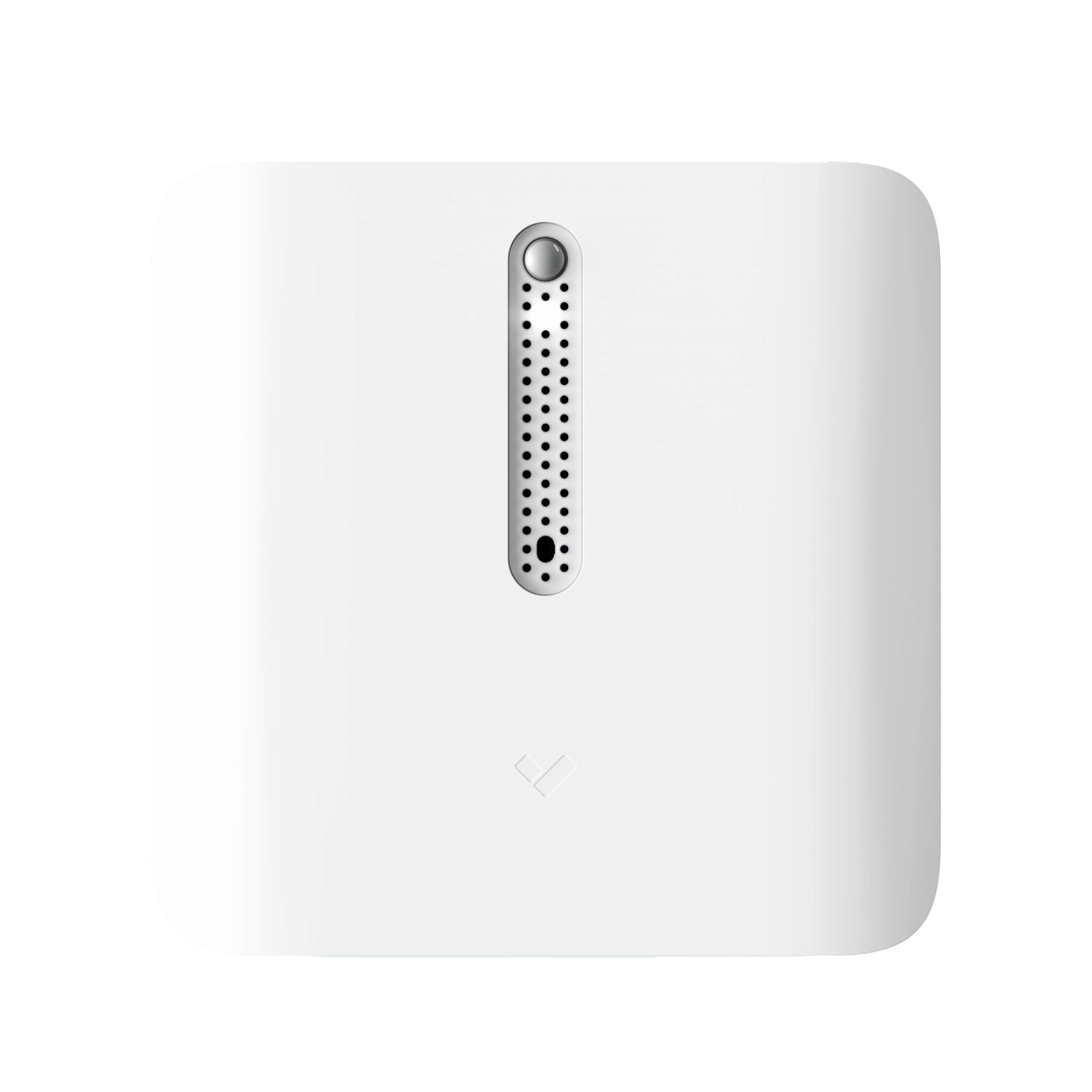 White security camera with a protective sun visor, outdoors.