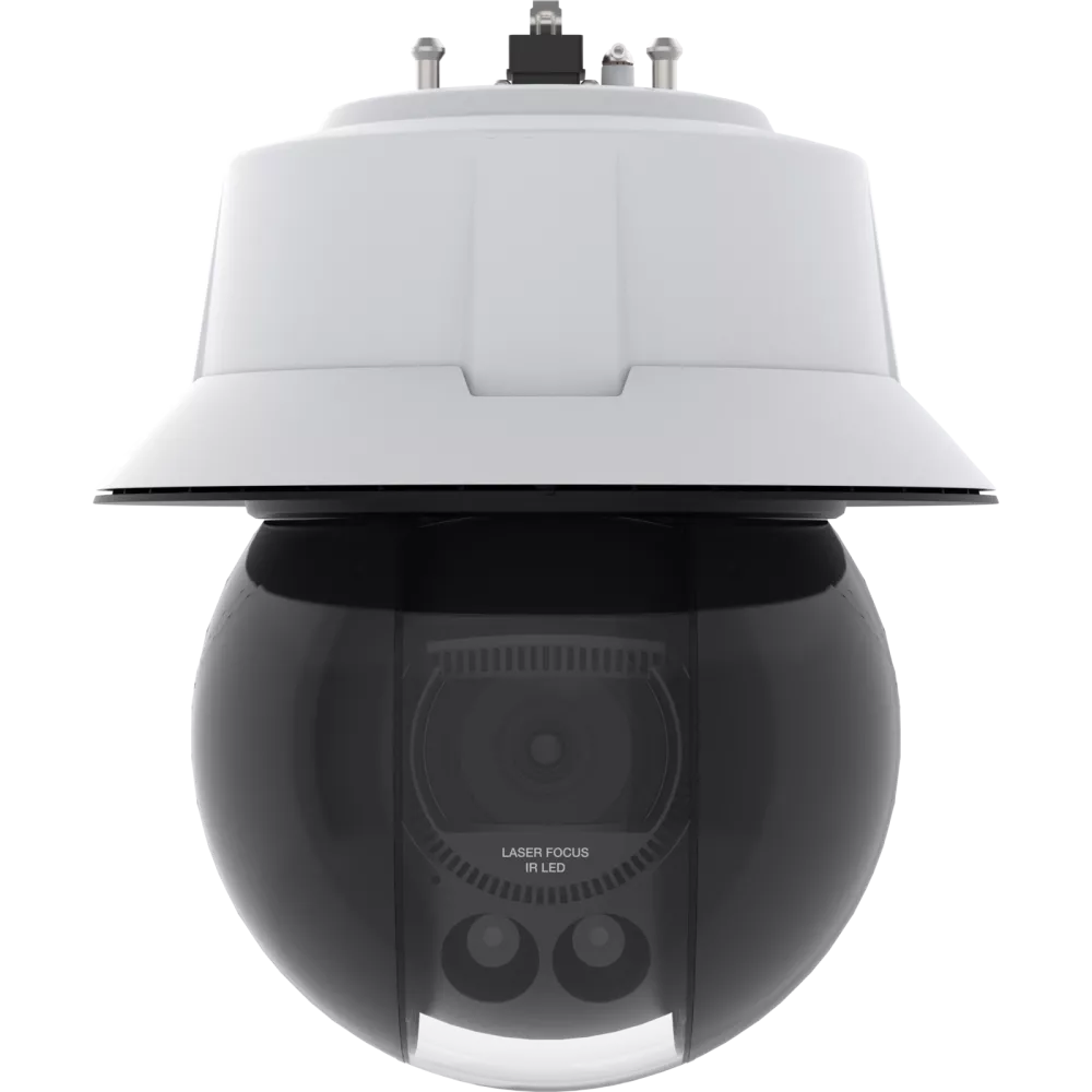 Security camera, white and black dome, infrared LEDs.