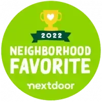 Bright green 2022 Neighborhood Favorite badge awarded to Sound Tree Care for trusted tree services