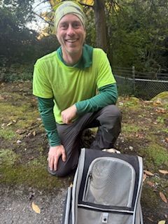 Arborist Eric Ledford  poses with rescued cat