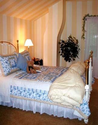 A bedroom with a bed and a teddy bear on it