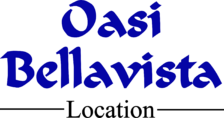 Logo per "Oasi Bellavista" in caratteri blu con la scritta "Posizione" sottostante in nero.