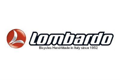 Logo delle biciclette Lombardo: emblema rosso e arancione, testo "lombardo" in grassetto, "Biciclette fatte a mano in Italia dal 1952"
