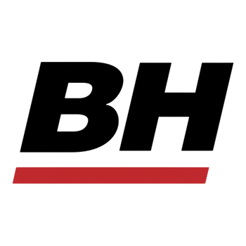 Logo "BH" in bianco e nero con sottolineatura rossa.