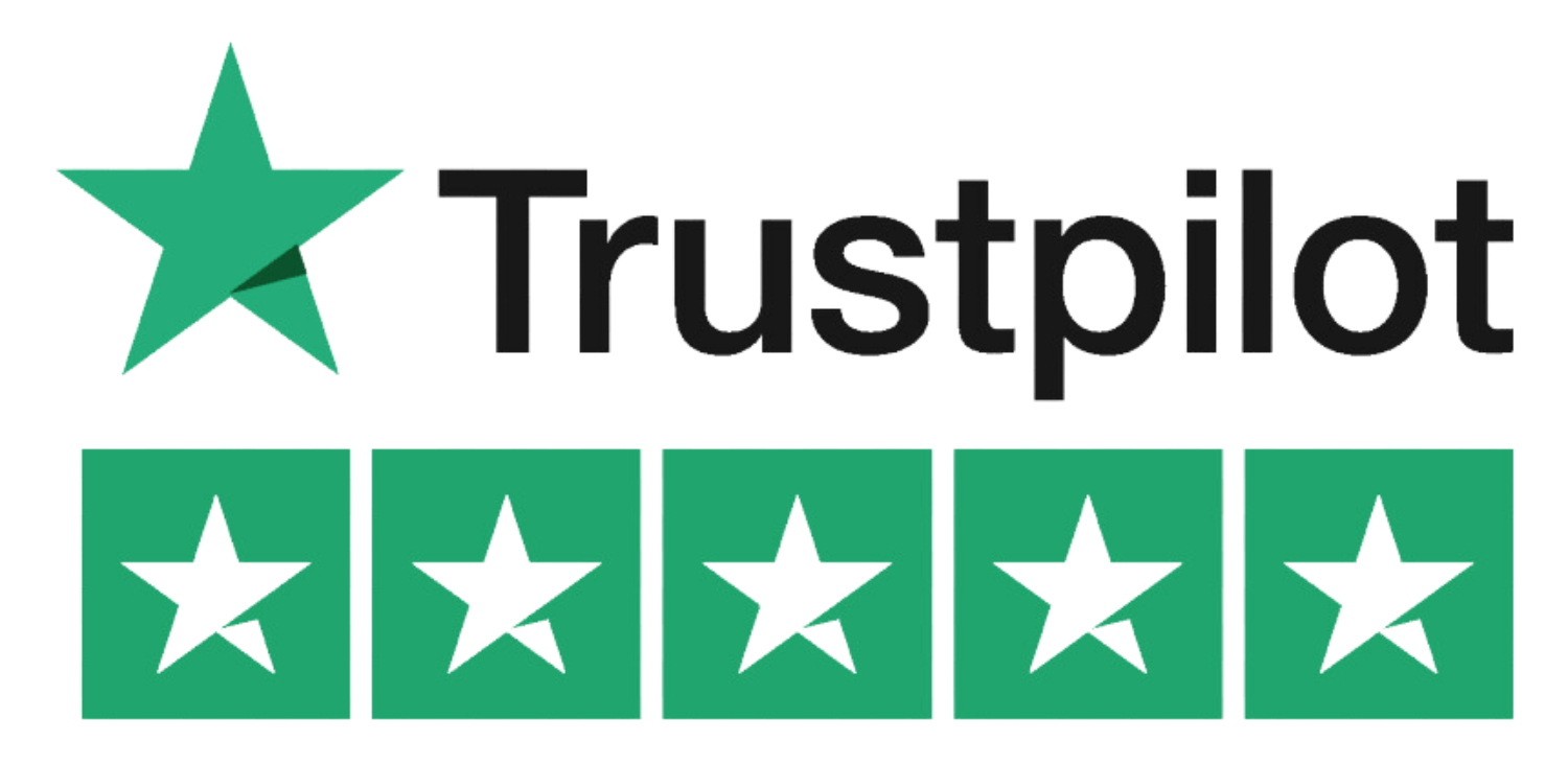 the trustpilot logo has a green star and four stars .