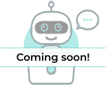 a robot with a speech bubble and the words `` coming soon '' .