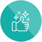 an icon of a hand giving a thumbs up with stars around it .