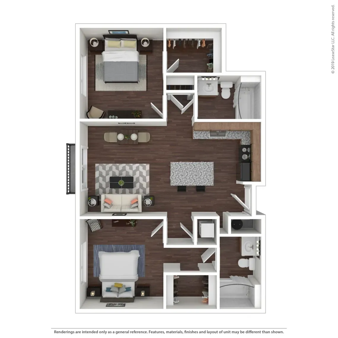 two beds two baths floorplan