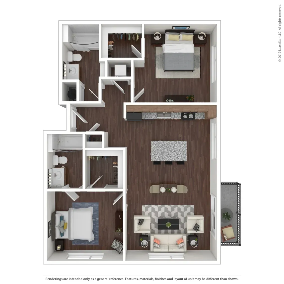 2 bed 2 bath floorplan