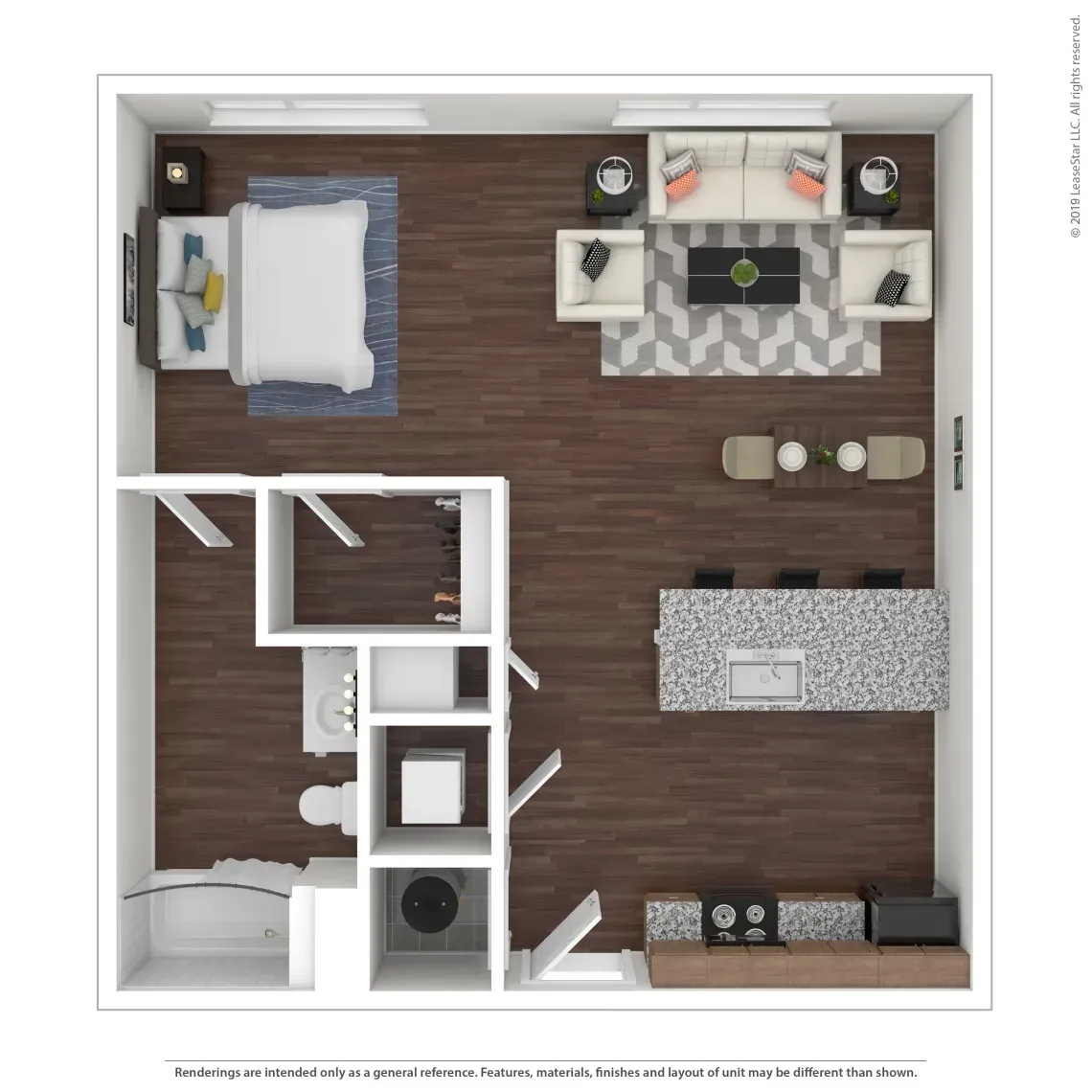 1 bed 1 bath floorplan