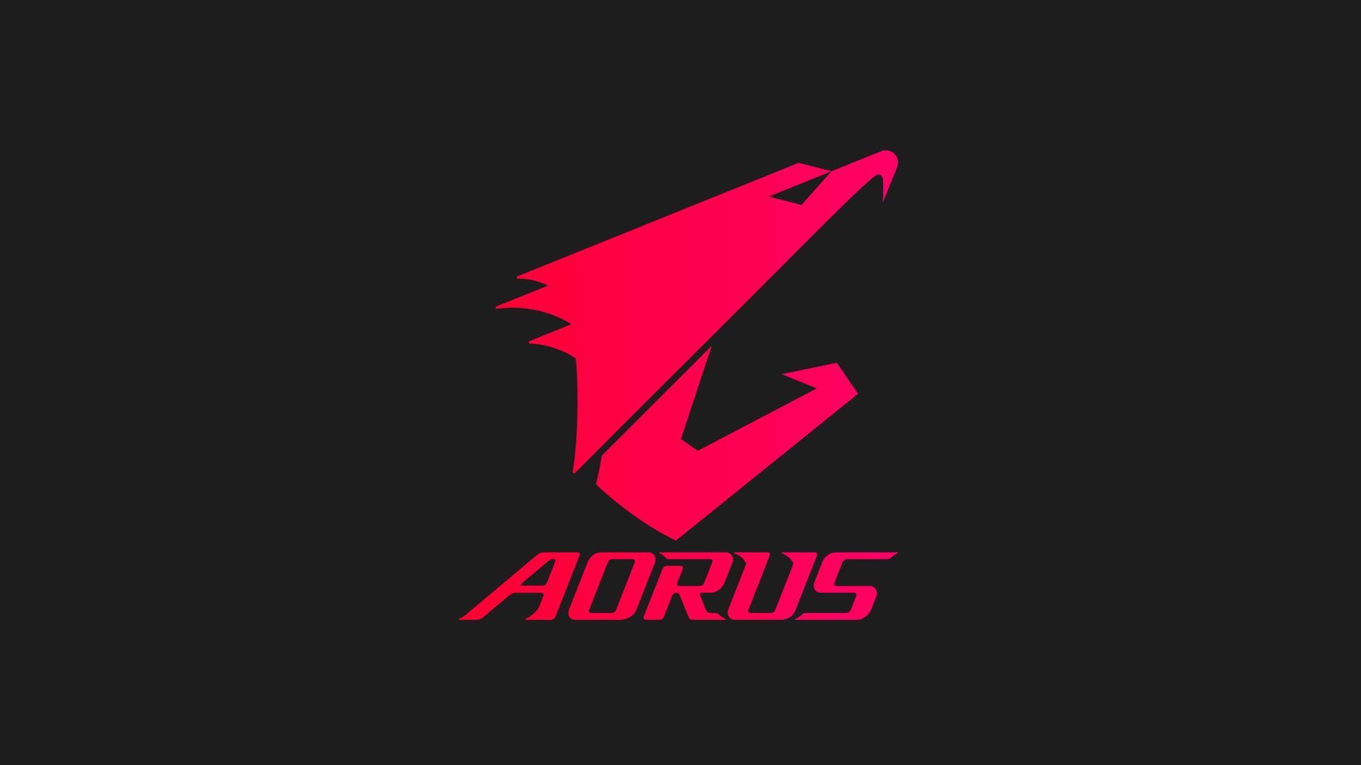 A red aorus logo is on a black background