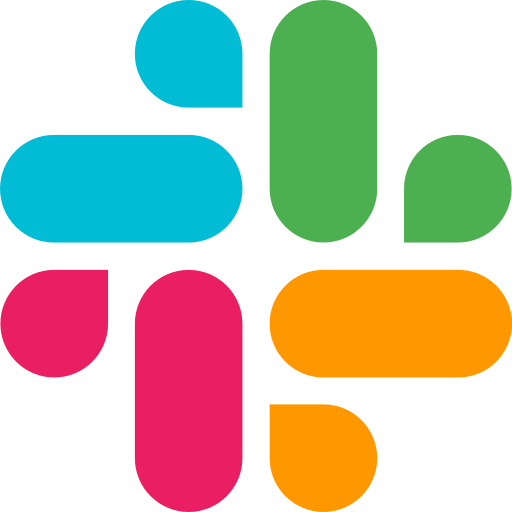 A colorful logo for slack is shown on a white background.