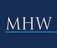 The mhw logo is on a blue background.