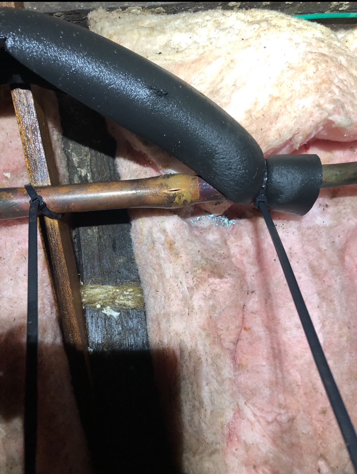 Copper Pipes Connected With Insulation and Black Ties — Croker Plumbing and Gas in Goulburn, NSW
