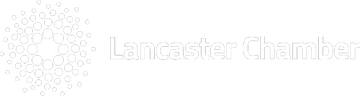 A black and white logo for the lancaster chamber of commerce.