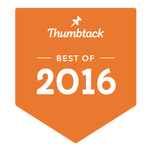 an orange badge that says thumbtack best of 2016