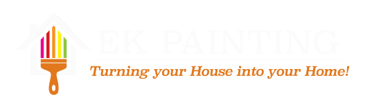 a logo for ek painting turning your house into your home
