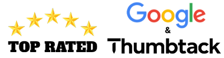 top rated local painter on google and thumbtack logo.