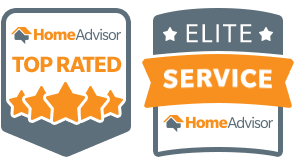 two logos for home advisor top rated and elite service