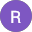 The letter r is in a purple circle on a white background.