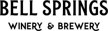 The bell springs winery and brewery logo is black and white.