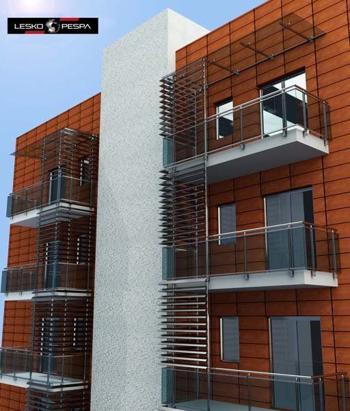 frangisole installato su facciata di palazzo condominiale