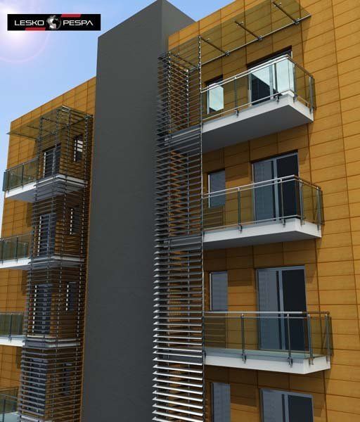 palazzo condominiale con facciata frangisole