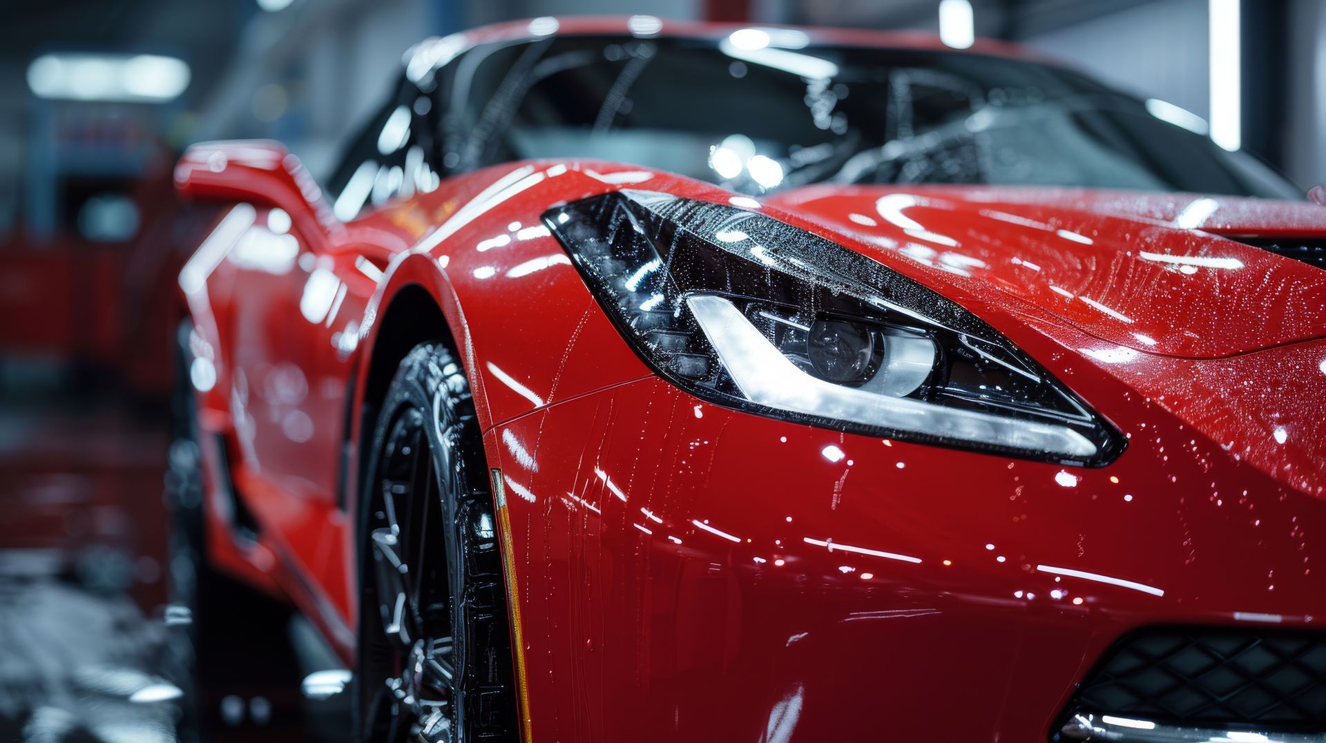 Red Corvette being ceramic coated by 5 Diamond Detailing with SB3 Cermaic Coating